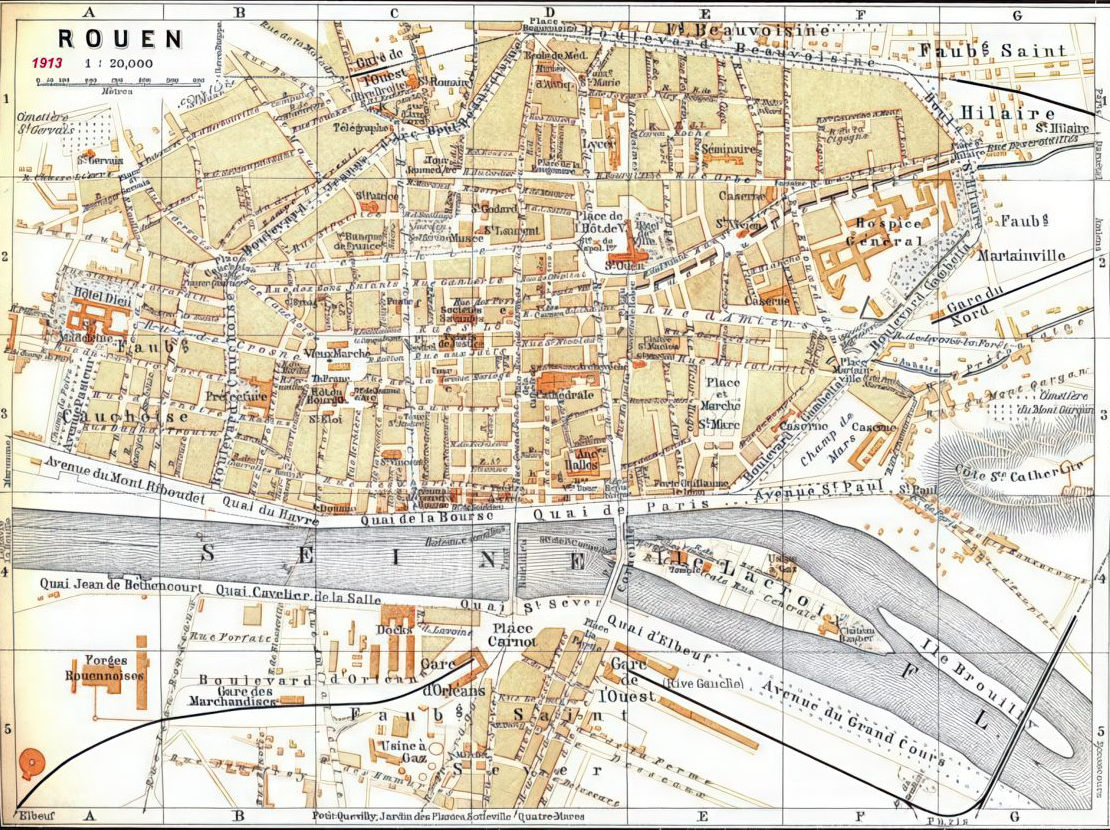 Vintage Rouen Map